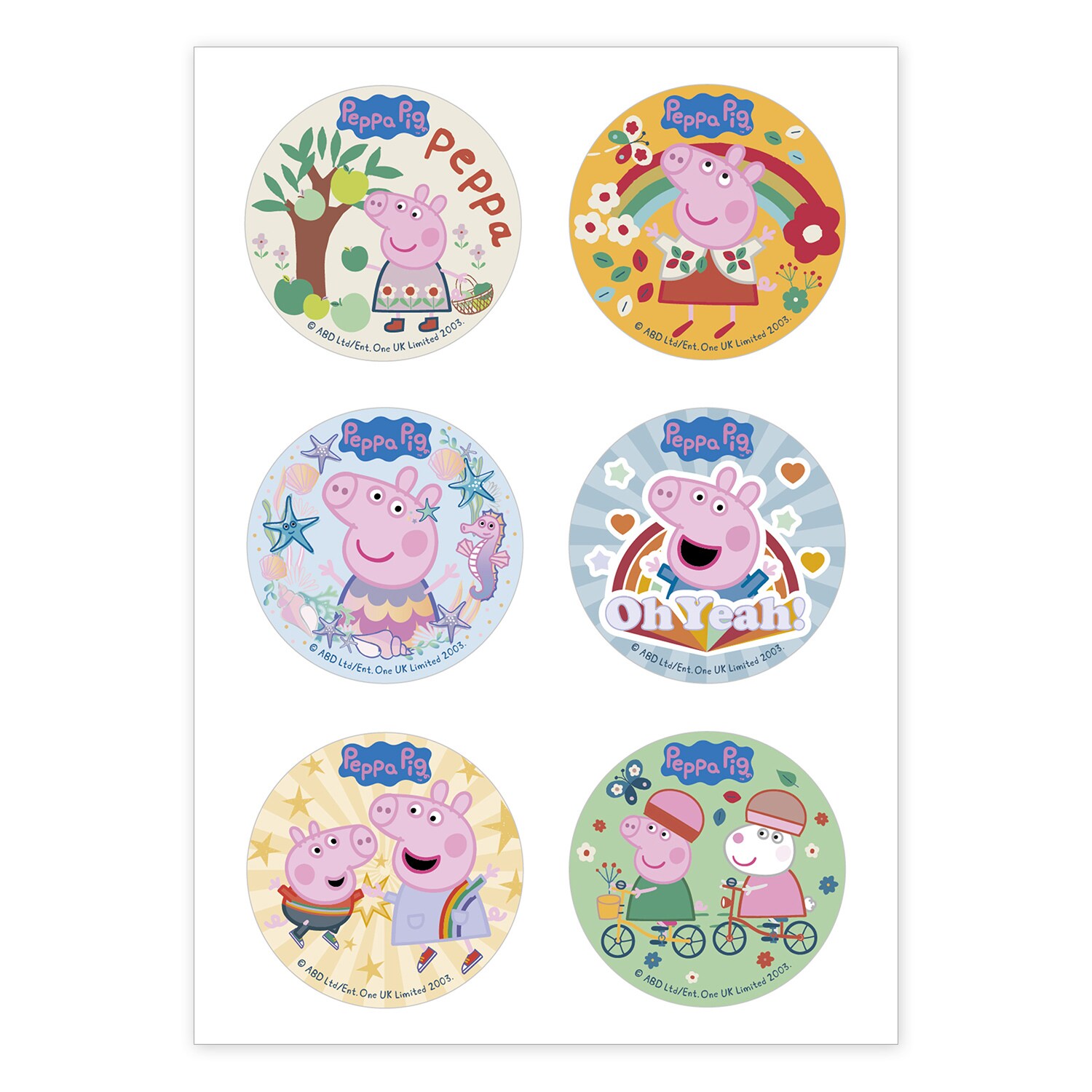 Peppa Pig - Eetbare cupcake-decoraties fondant 6 stuks