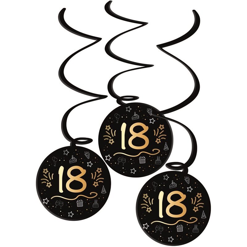 Hangende Swirl Decoraties Zwart & Goud 18 jaar