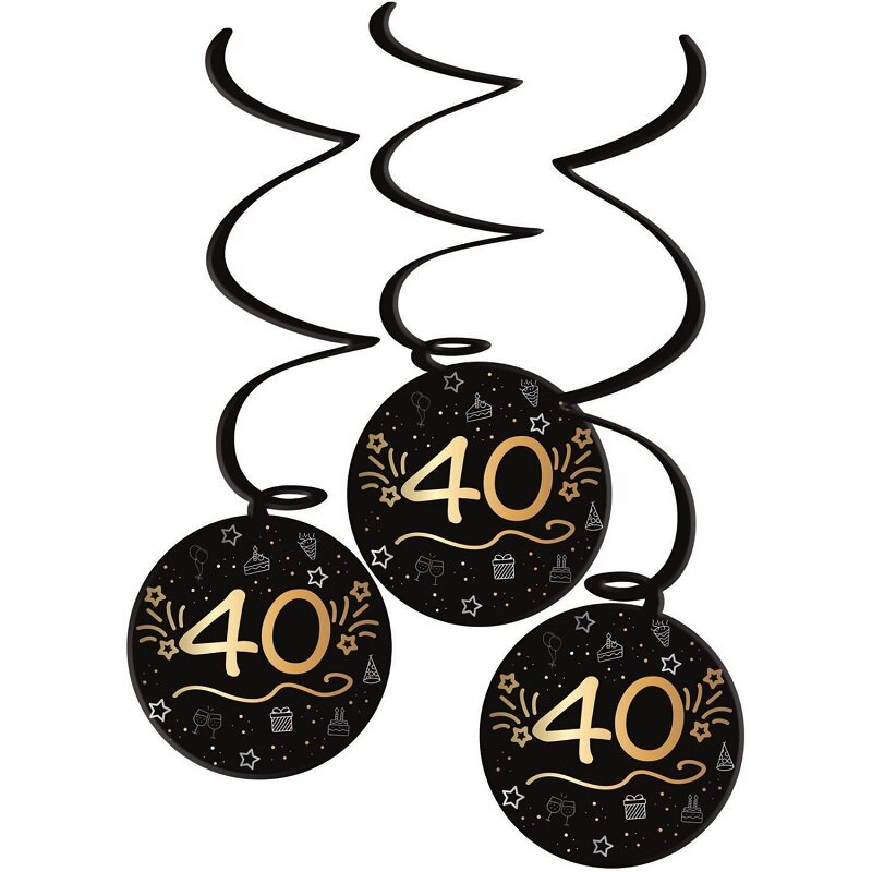 Hangende Swirl Decoraties Zwart & Goud 40 jaar
