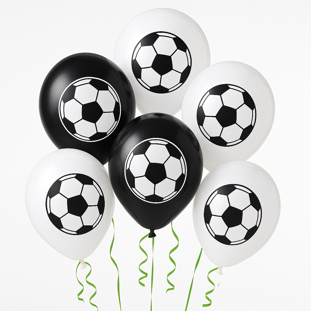 Voetbal, Ballonnen zwart en wit 8 stuks