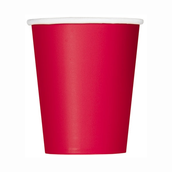 Papieren Bekers 266 ml - Rode 8 stuks