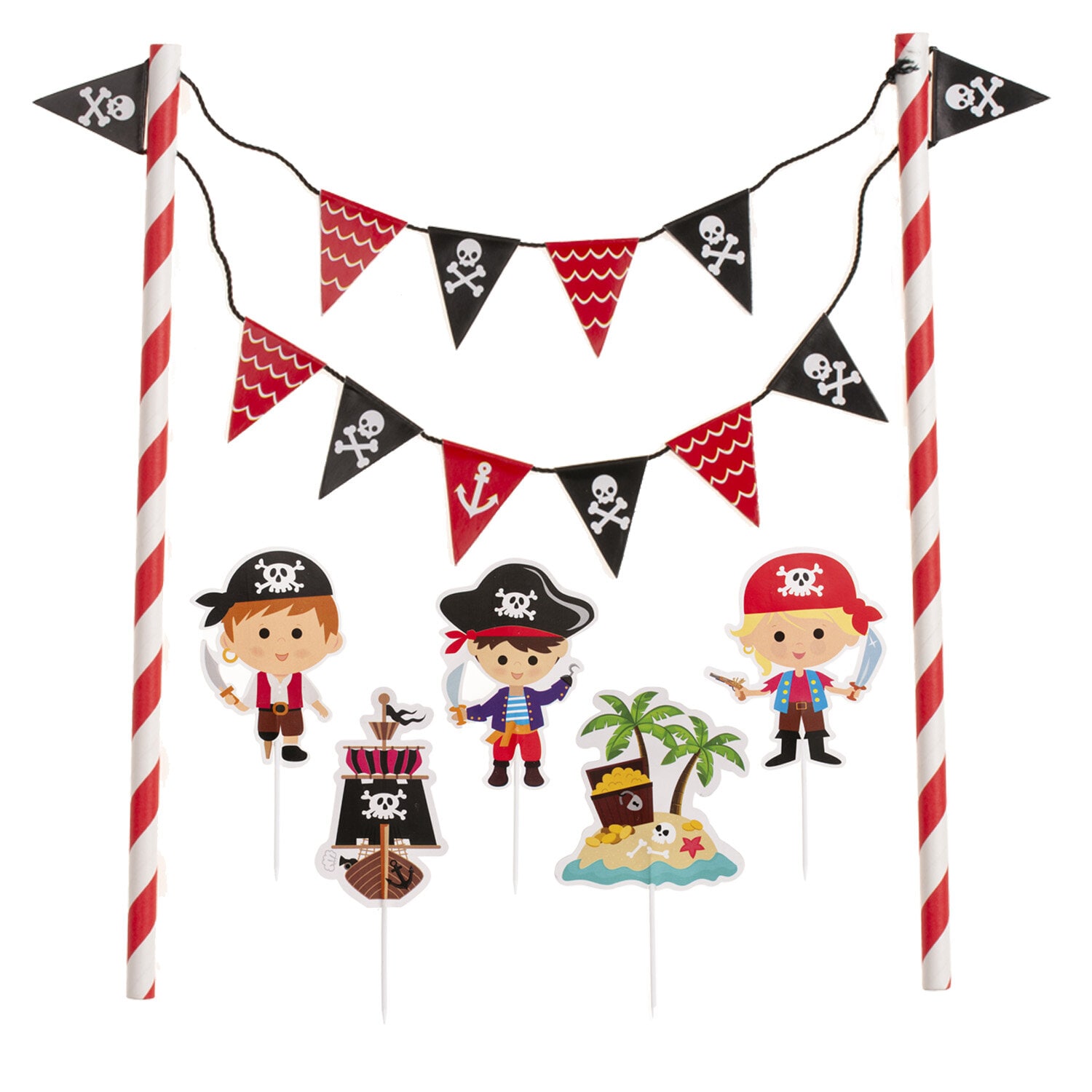 Taartdecoratieset Piraten 6-delig