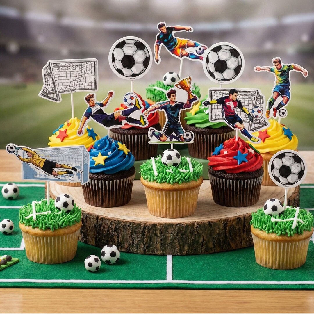 Voetbal Caketoppers 16 stuks