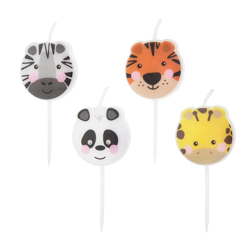 Safaridieren Taartkaars 4 stuks