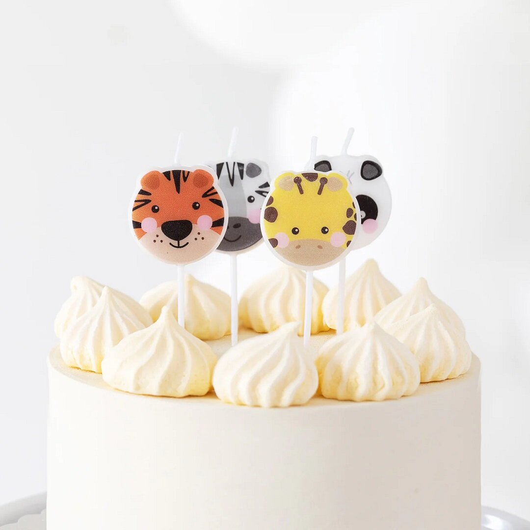 Safaridieren Taartkaars 4 stuks