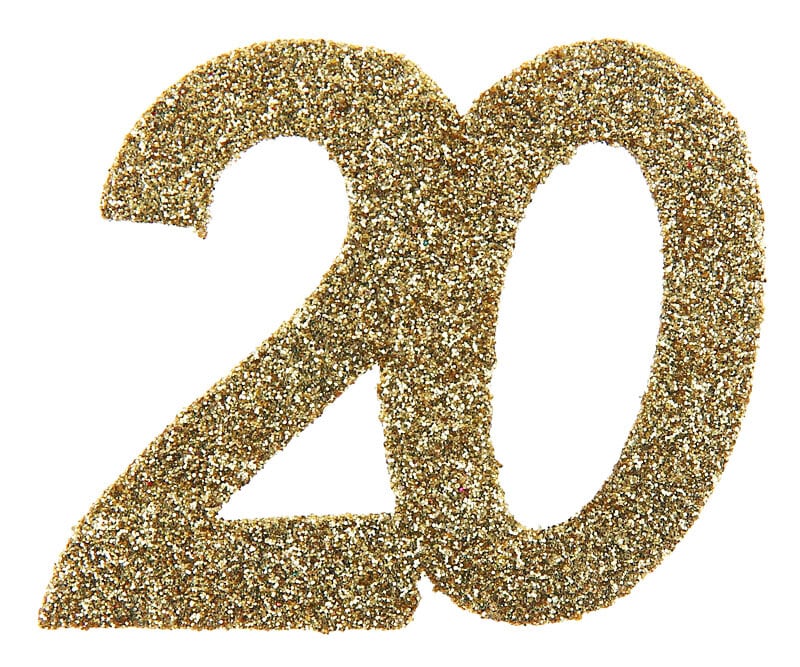 Grote confetti in Goud 20 jaar 6 cm 6 stuks
