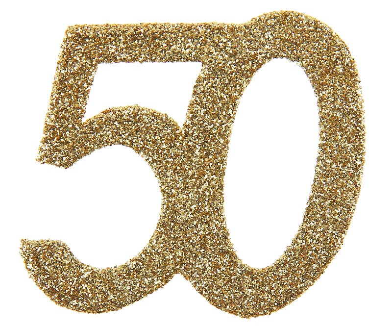 Grote confetti in Goud 50 jaar 6 cm 6 stuks