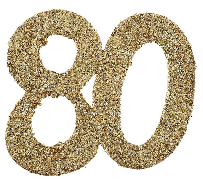 Grote confetti in Goud 80 jaar 6 cm 6 stuks