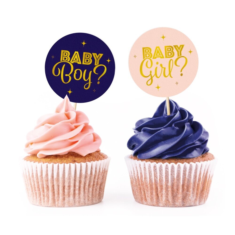 Gender Reveal Muffinsdecoraties 12 stuks
