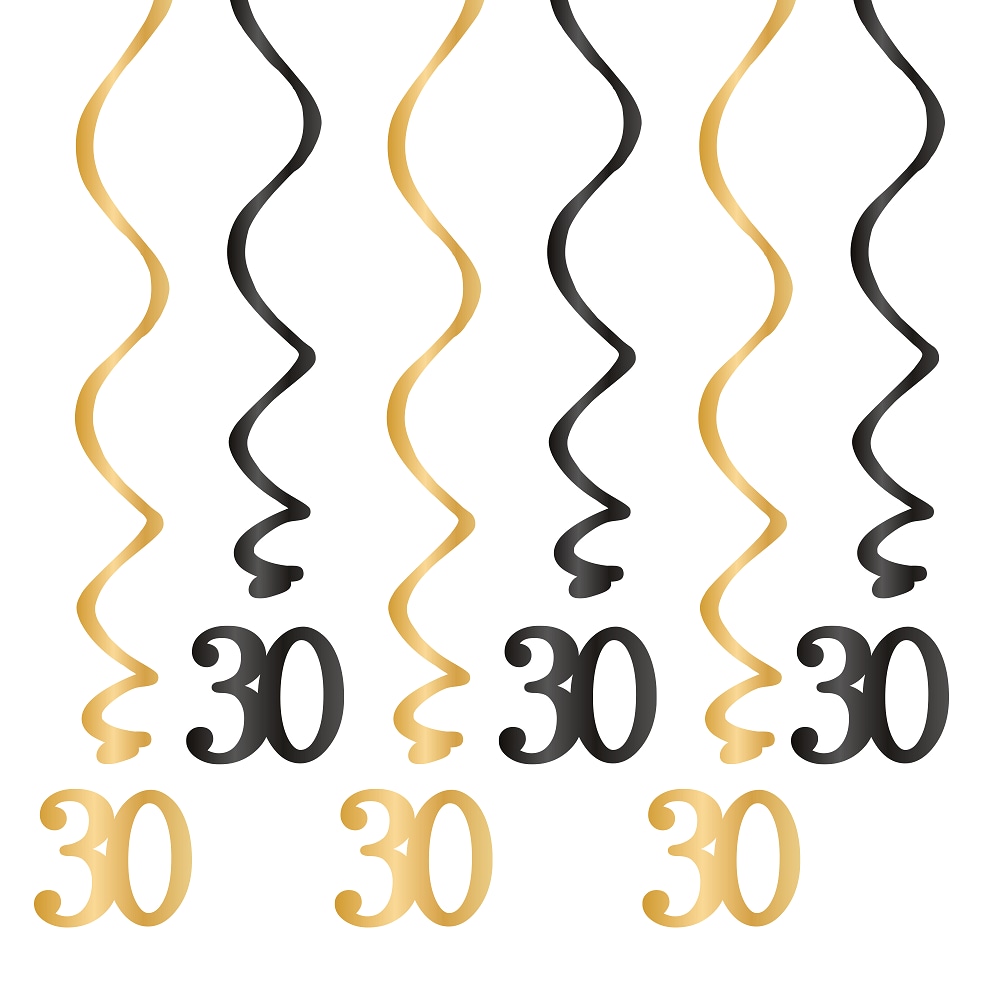 Hangdecoraties 30 jaar 6 stuks