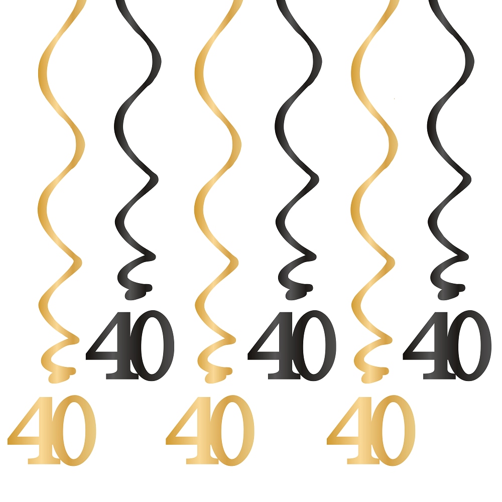 Hangdecoraties 40 jaar 6 stuks