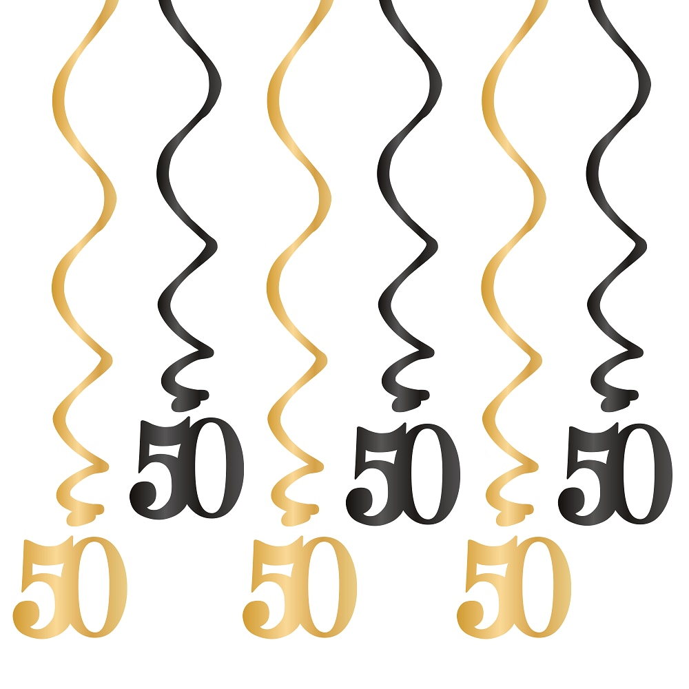 Hangdecoraties 50 jaar 6 stuks