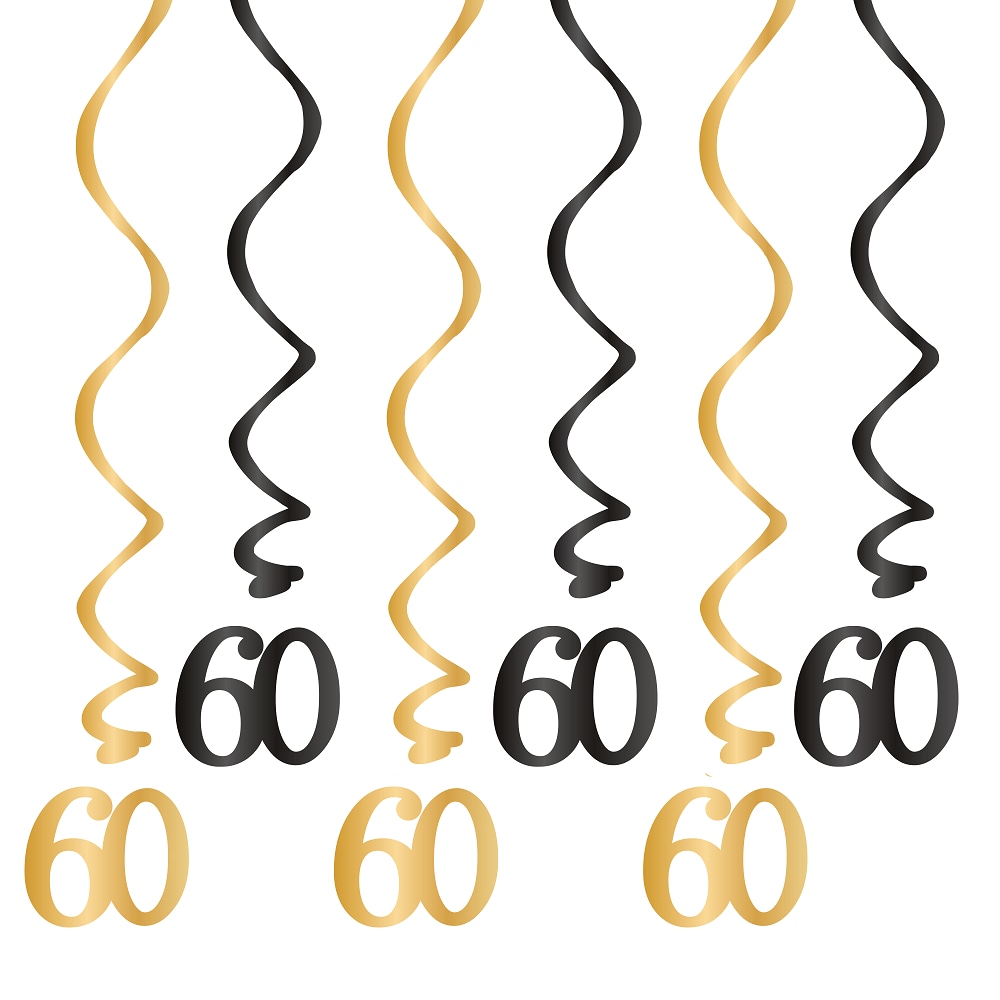 Hangdecoraties 60 jaar 6 stuks