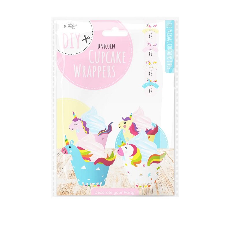 Eenhoorn Cupcakewikkels 8 stuks