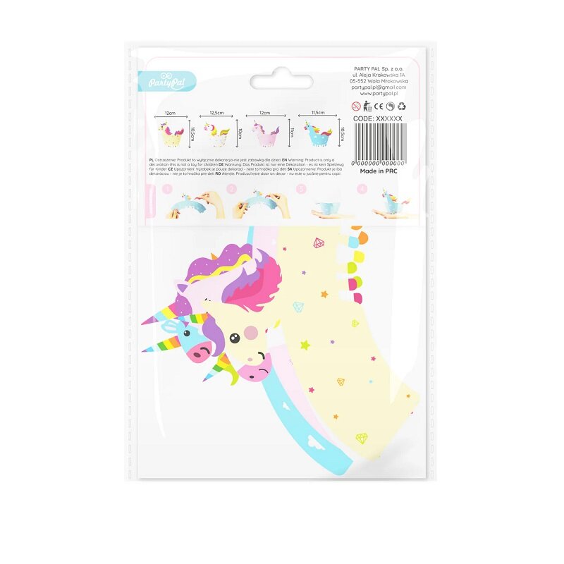 Eenhoorn Cupcakewikkels 8 stuks