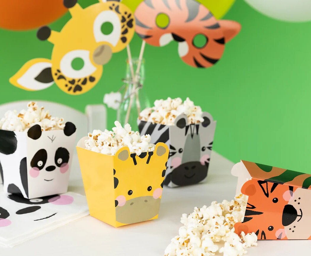 Safaridieren Popcornbakjes 4 stuks