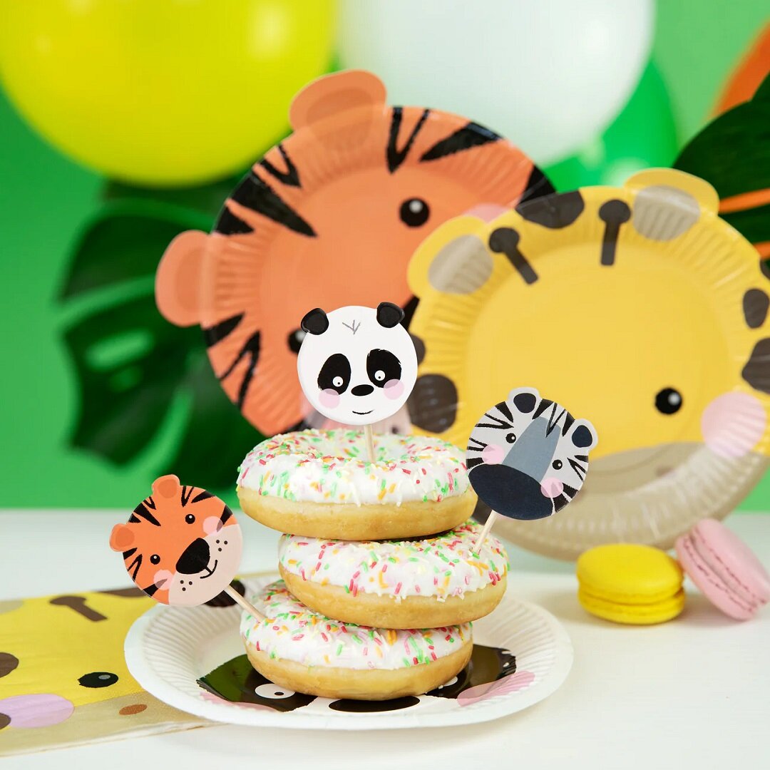 Safaridieren Caketoppers 8 stuks