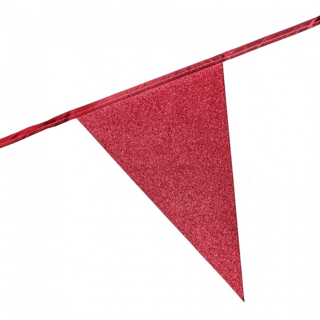 Glinsterende vlaggenlijn in rood 6 meter