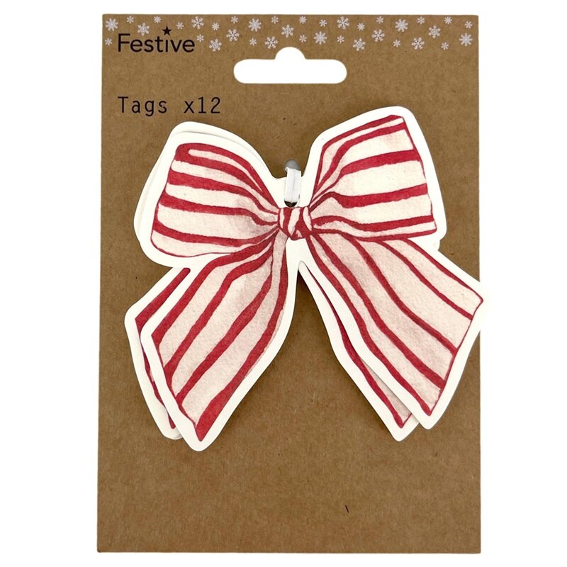 Kerstcadeau-etiketten Strikken Rood/Wit 12 stuks