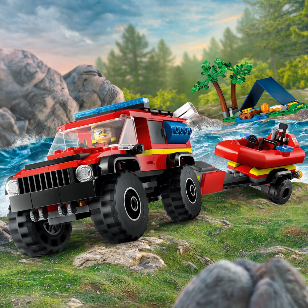 LEGO City - 4x4 brandweerauto met reddingsboot 5+