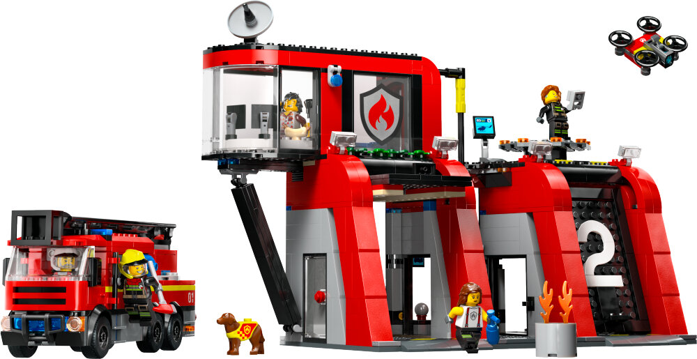 LEGO City - Brandweerkazerne en brandweerauto 6+