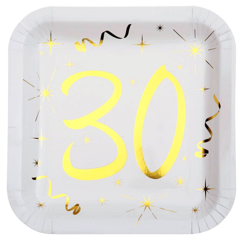 Borden Vierkant 30e verjaardagsfeest 10 stuks