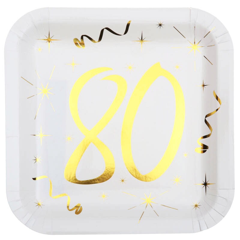 Borden Vierkant 80e verjaardagsfeest 10 stuks