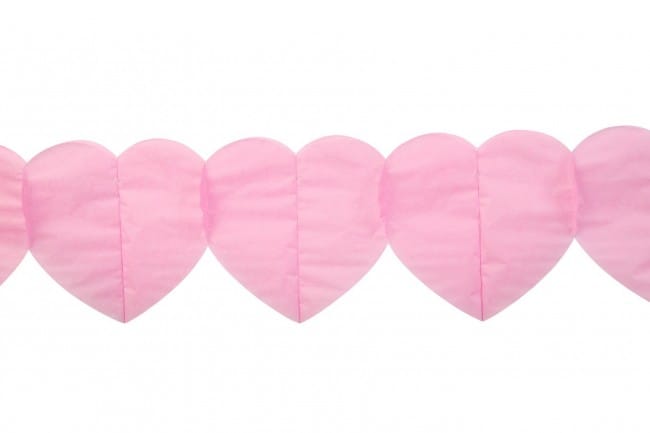 Papieren slinger met roze hartjes 6 meter