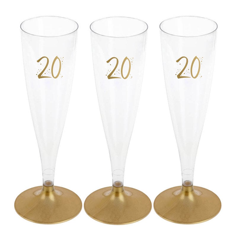 Party Proost glas 20 jaar goud 6 stuks