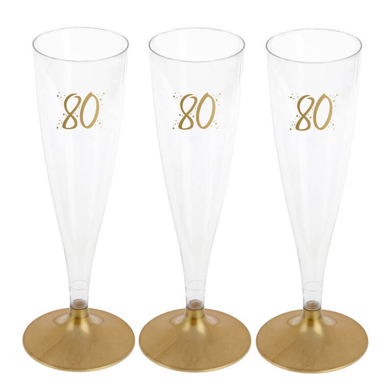 Party Proost glas 80 jaar goud 6 stuks