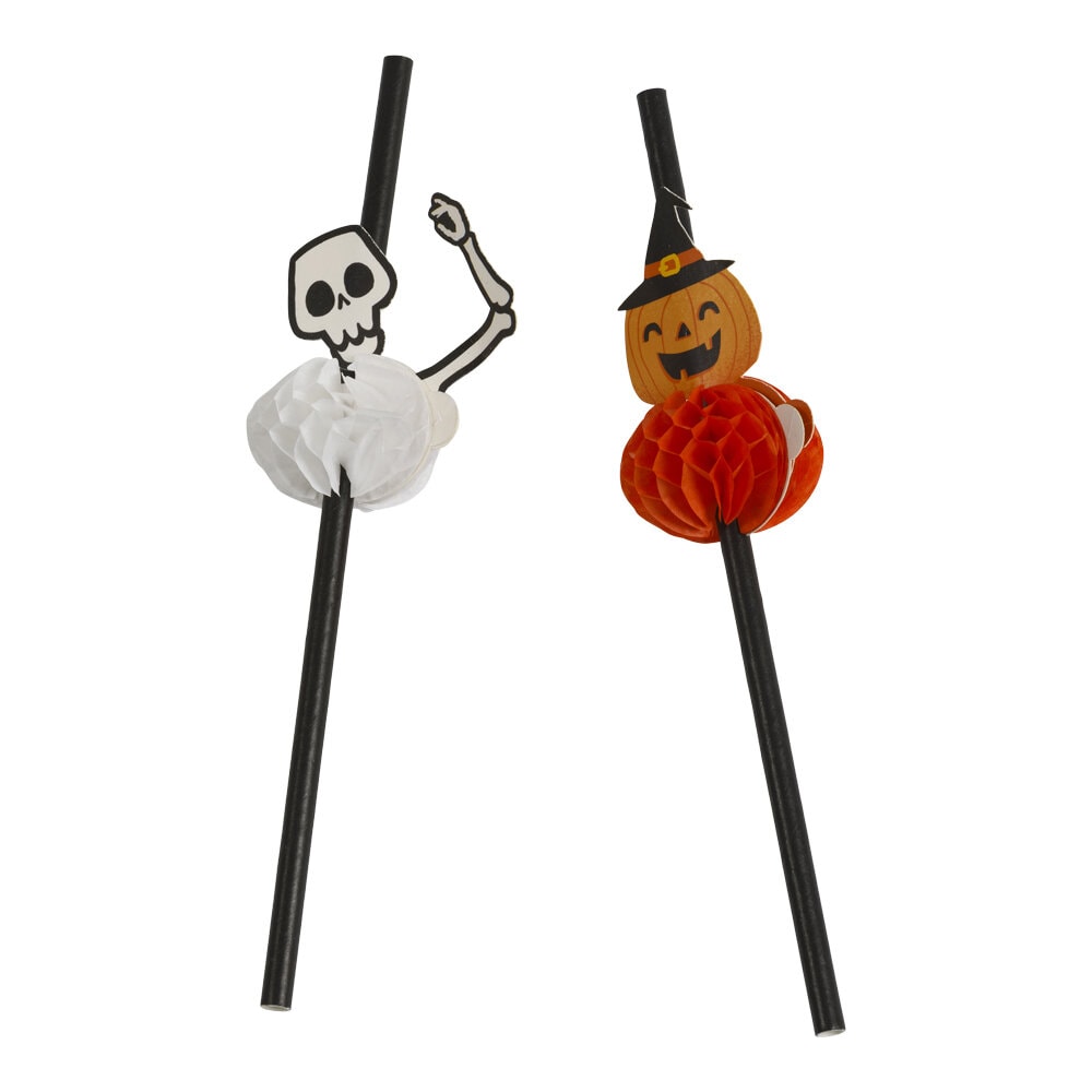 Papieren rietjes Halloween 6 stuks