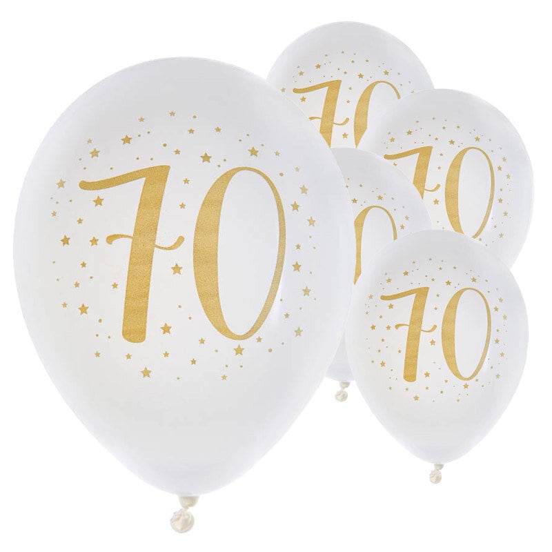Ballonnen Wit & Goud 70 jaar 8 stuks