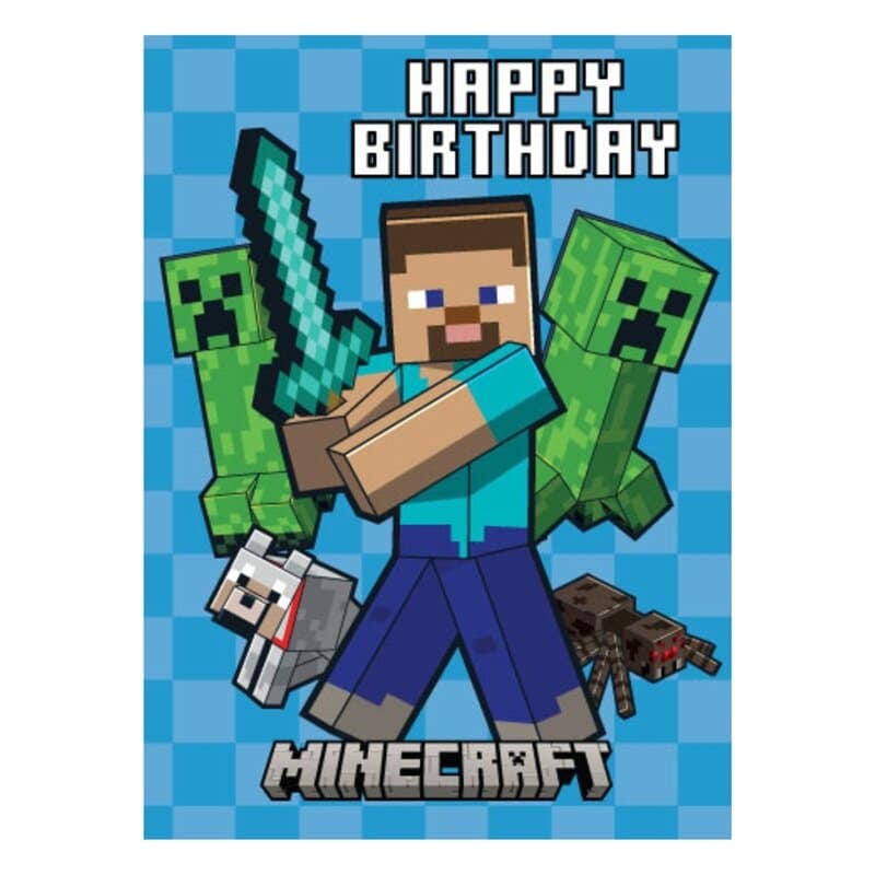Minecraft Steve Verjaardagskaart