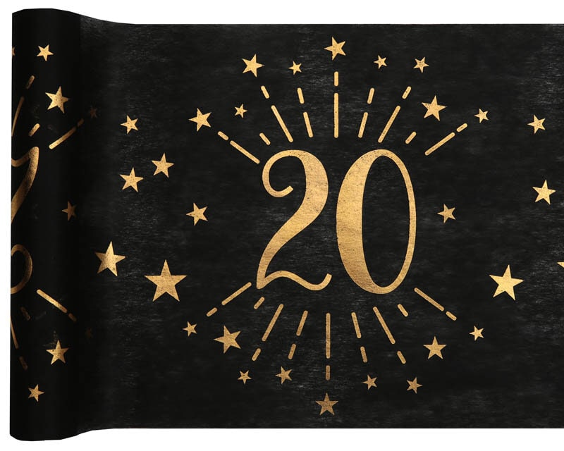 Tafelloper Zwart & Goud 20-jarig feest 5 meter