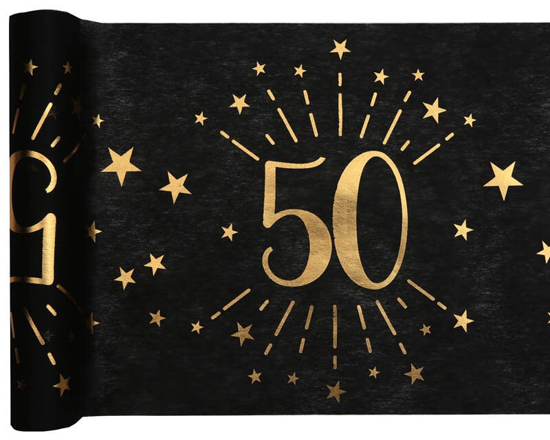 Tafelloper Zwart & Goud 50-jarig feest 5 meter