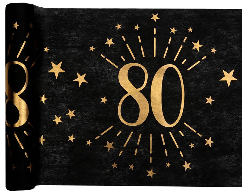 Tafelloper Zwart & Goud 80-jarig feest 5 meter