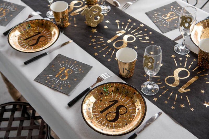 Goudglitter borden 80-jarig feest 10 stuks