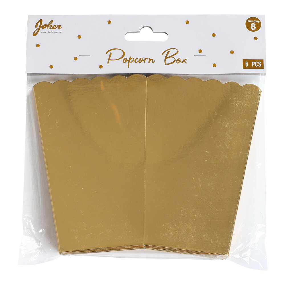 Goudgefolieerde Popcornbakjes 6 stuks
