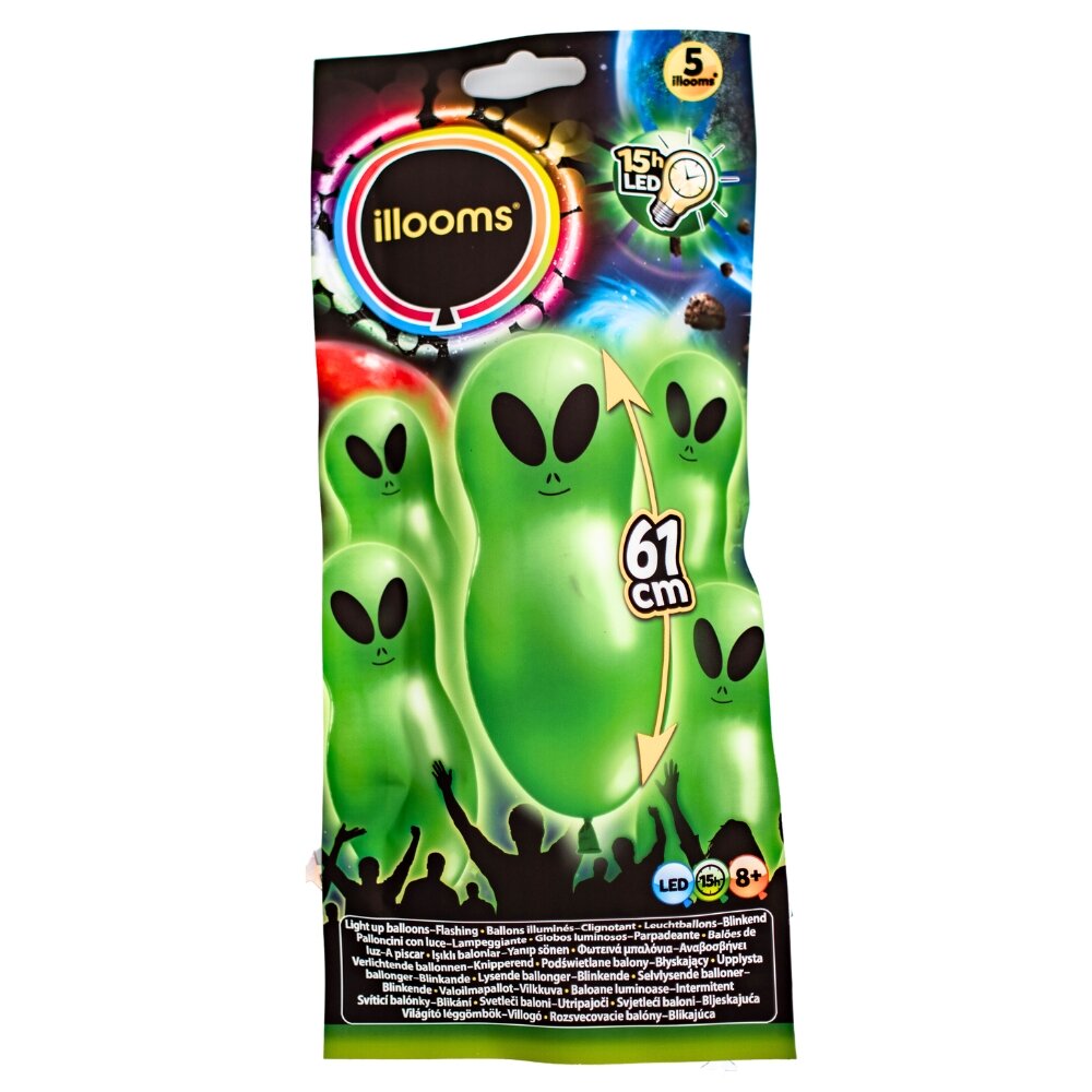 LED-ballonnen Alien 5 stuks