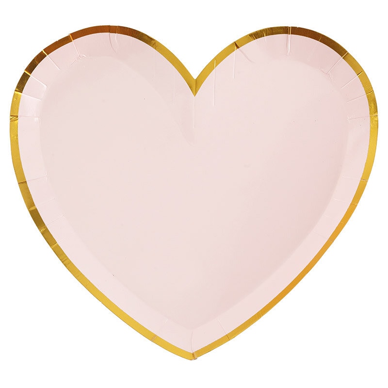 Bordjes - Hartvormig in roze en goud 10 stuks