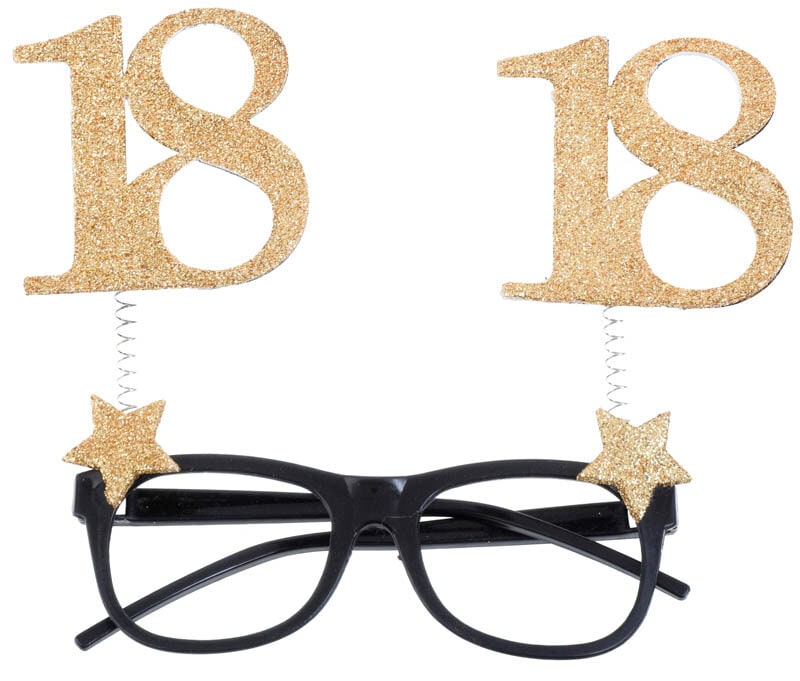 Partybril Goudglitter 18 jaar