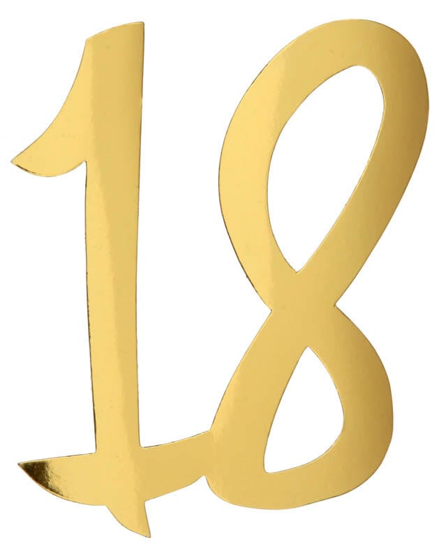 Gouden kartonnen decoraties 20 cm 18 jaar 4 stuks