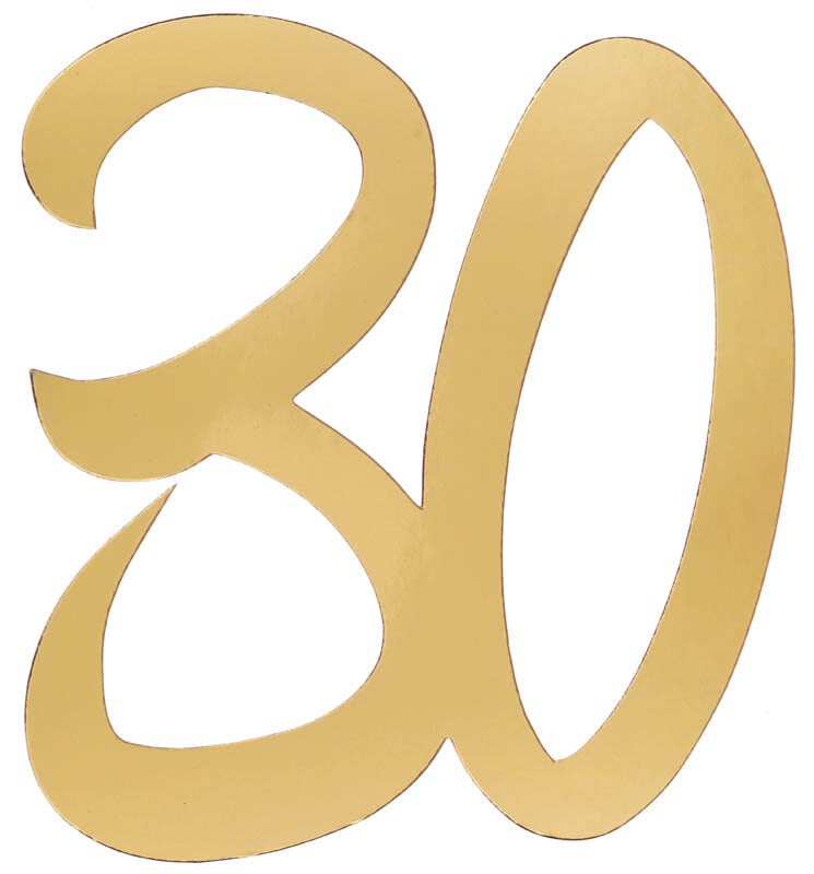 Gouden kartonnen decoraties 20 cm 30 jaar 4 stuks