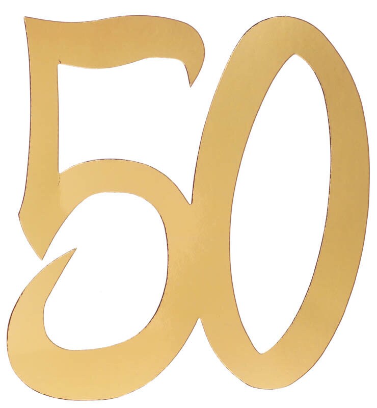 Gouden kartonnen decoraties 20 cm 50 jaar 4 stuks