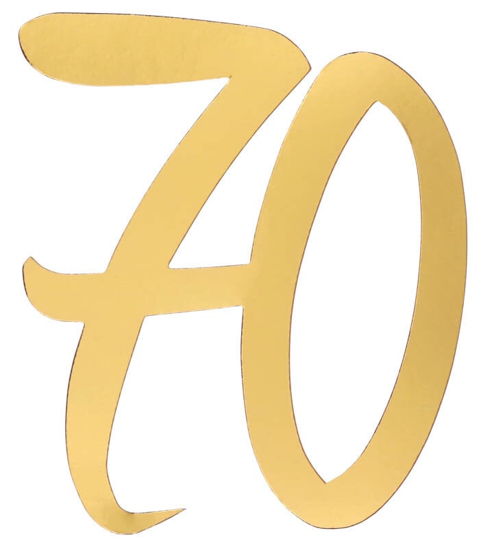 Gouden kartonnen decoraties 20 cm 70 jaar 4 stuks