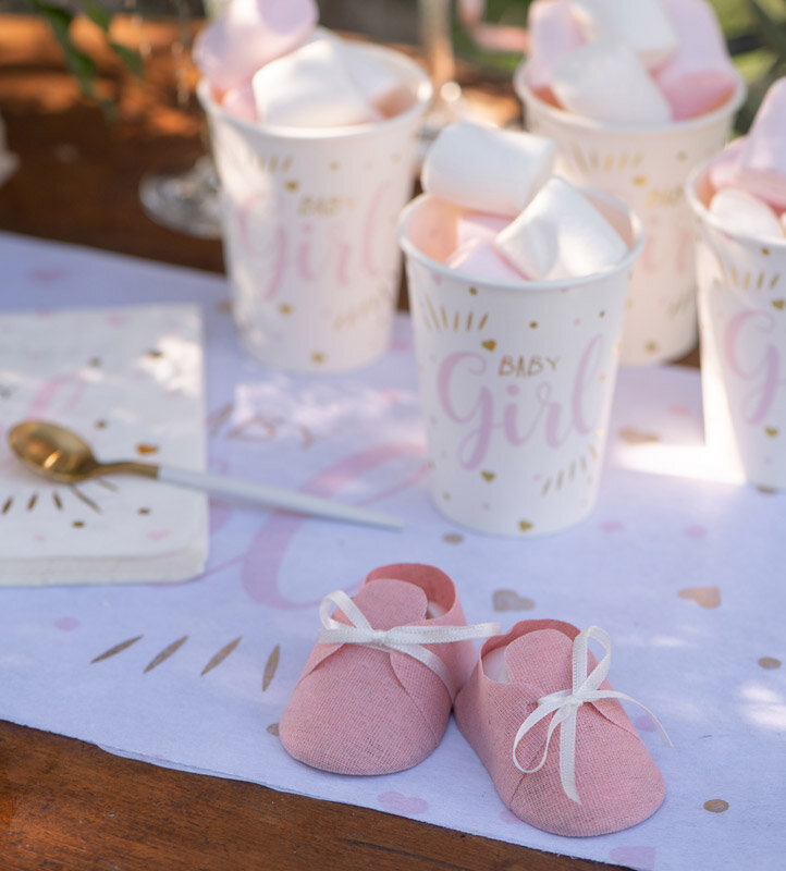 Babyshower - Geschenkdozen roze schoentjes 4 stuks