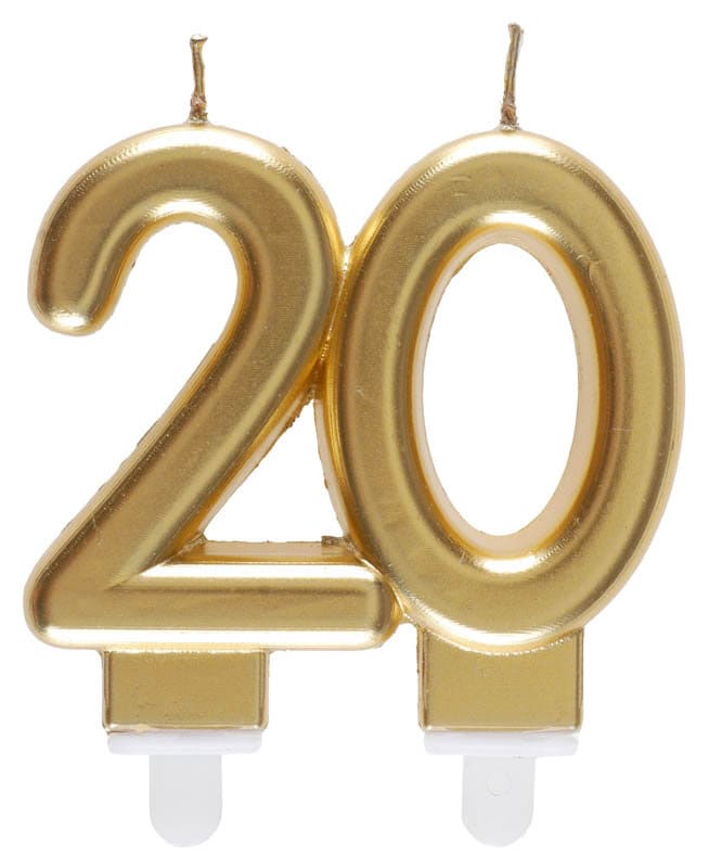 Taartkaars in Goud 20 jaar