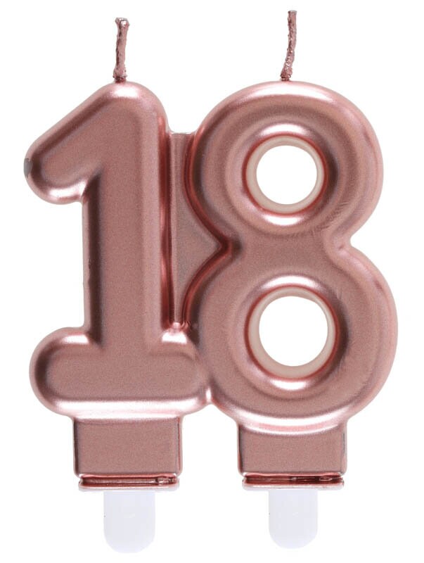 Taartkaars in Roségoud 18 jaar