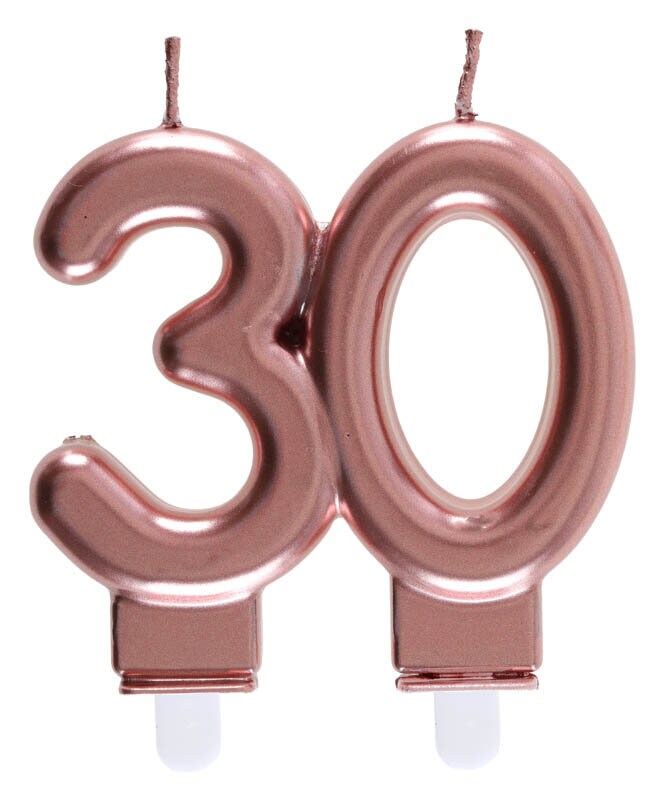 Taartkaars in Roségoud 30 jaar