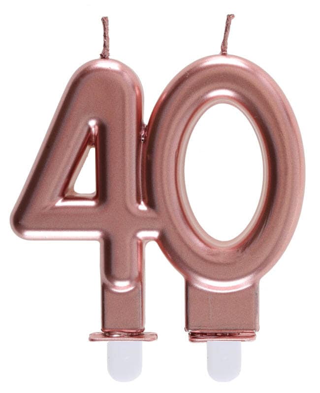Taartkaars in Roségoud 40 jaar